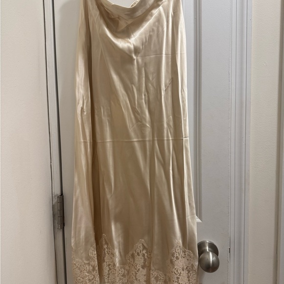 Reformation Satin Lace-Trim Maxi Skirt in Champagne - Picture 3 of 4